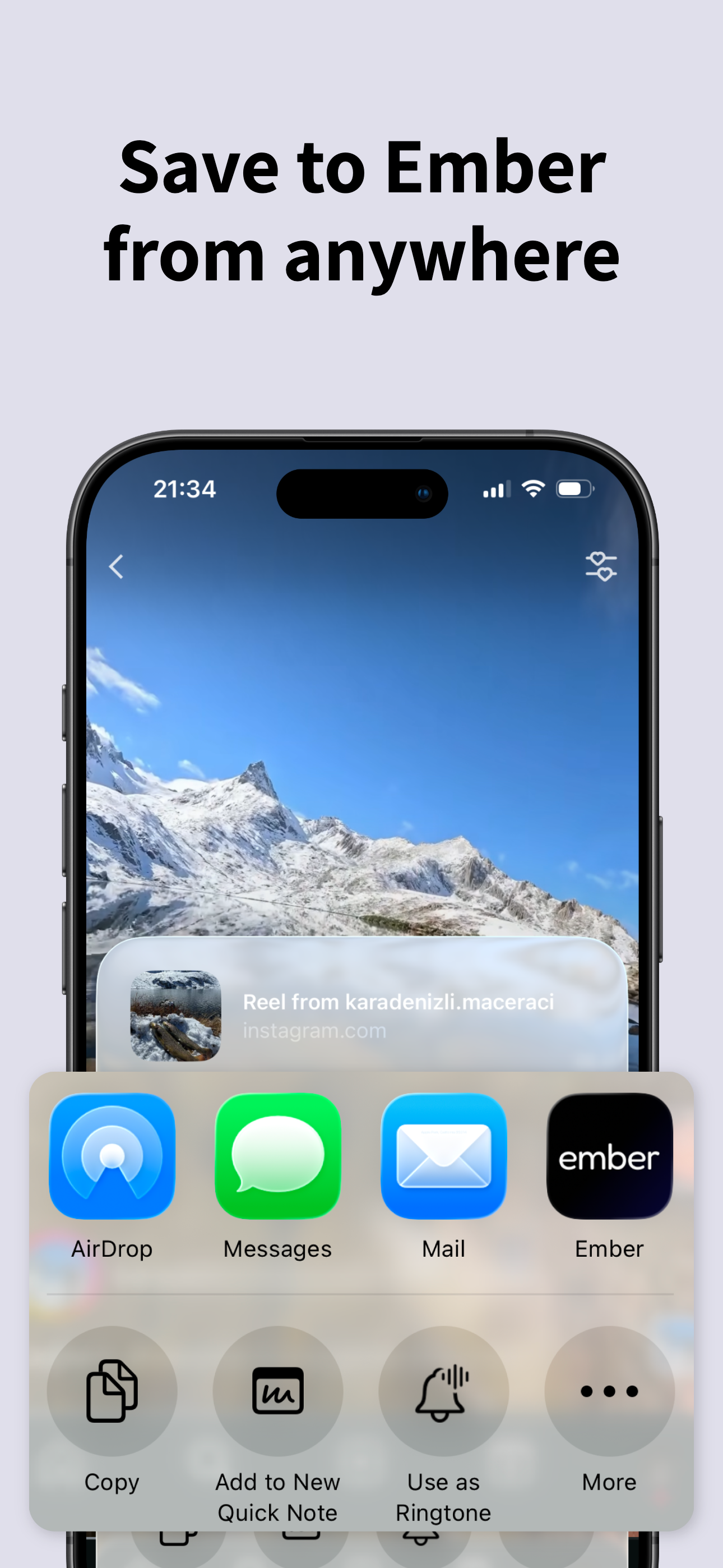 Save to Ember from anywhere - Share extension